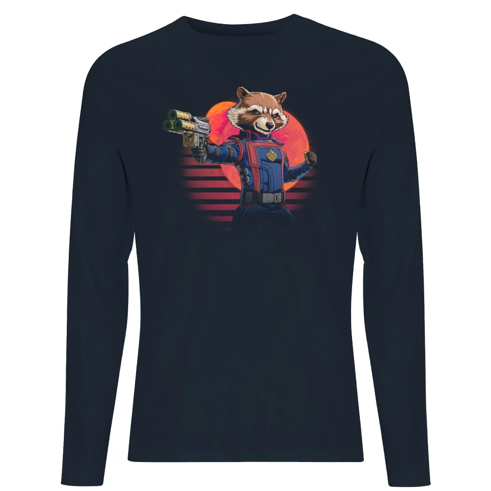 Guardians of the Galaxy Retro Rocket Raccoon Men's Long Sleeve T-Shirt - Navy - S Image 1
