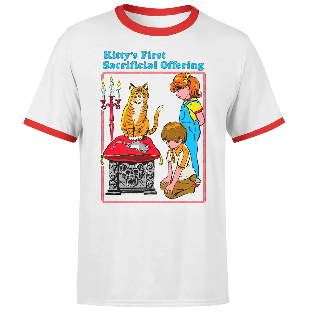 Kitty's First Sacrificial Offering Men's Ringer T-Shirt - White/Red - XS - White Red Image 1