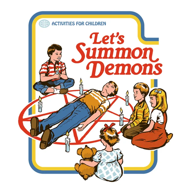 Steven Rhodes Let's Summon Demons Unisex Ringer T-Shirt - White/Navy