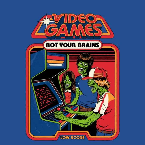 Steven Rhodes Video Games Rot Your Brains Unisex T-Shirt - Blue