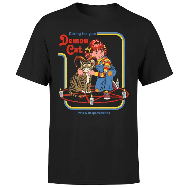 Steven Rhodes Caring For Your Demon Cat Unisex T-Shirt - Black