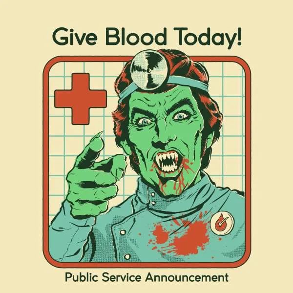 Steven Rhodes Give Blood Today Unisex T-Shirt - White Vintage Wash