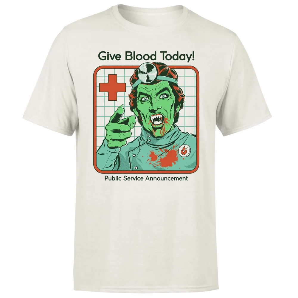 Steven Rhodes Give Blood Today Unisex T-Shirt - White Vintage Wash - S - White Vintage Wash Image 1