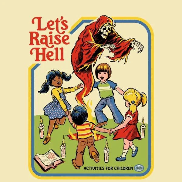 Steven Rhodes Let's Raise Hell Unisex T-Shirt - White Vintage Wash