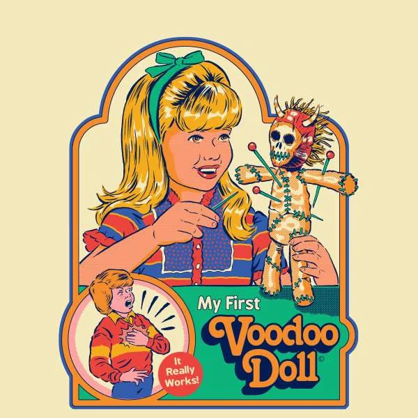 Steven Rhodes My First Voodoo Doll Unisex T-Shirt - White Vintage Wash