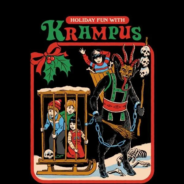 Steven Rhodes Holiday Fun With Krampus Unisex T-Shirt - Black