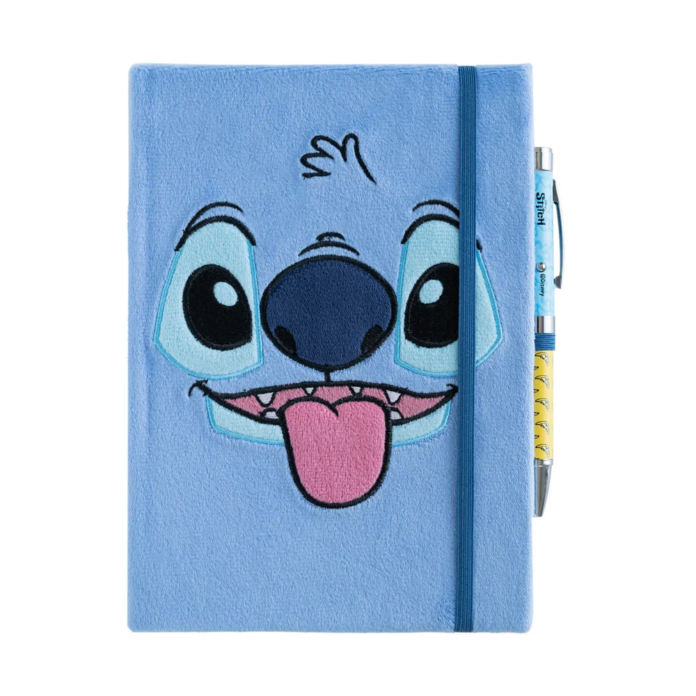 Disney Stitch Tropical A5 Premium Plush Cover Notebook With Projector Pen Image 1
