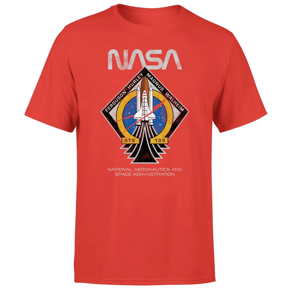 NASA STS-135 Unisex T-Shirt - Red - S - Red Image 1