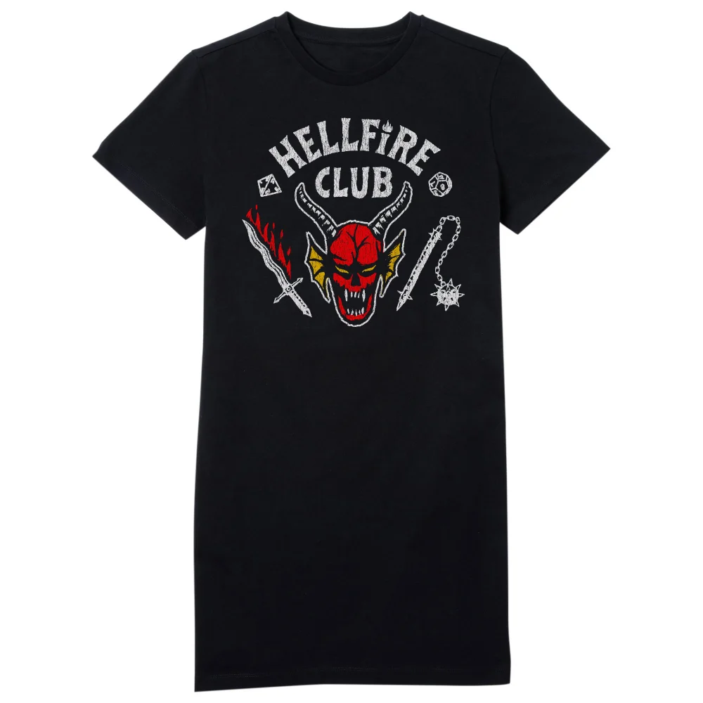 Stranger Things Hellfire Club Vintage Women's T-Shirt Dress - Black - XL - Black Image 1