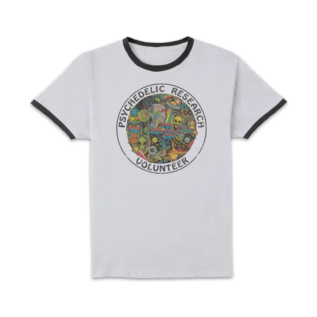 Steven Rhodes Psychedelic Research Volunteer Unisex Ringer T-Shirt - White/Black
