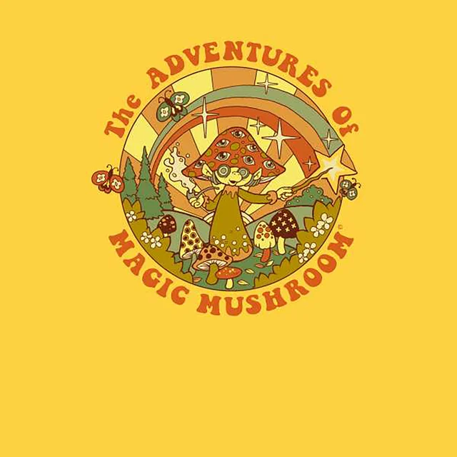 Steven Rhodes The Adventures Of Magic Mushroom Unisex T-Shirt - Yellow