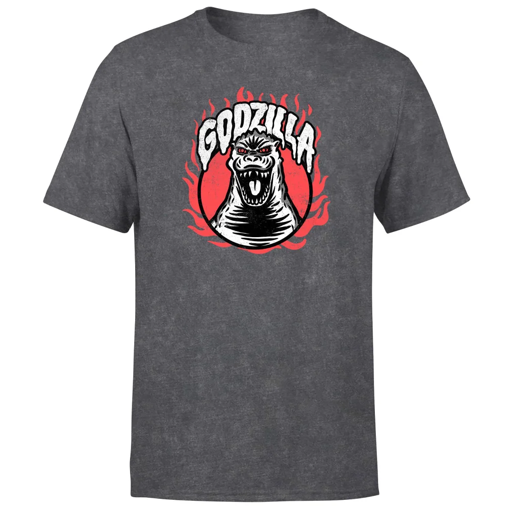 Godzilla Distressed Unisex T-Shirt - Black Acid Wash - L Image 1