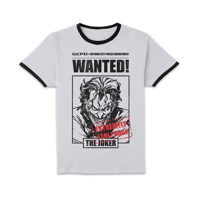 Joker Gotham's Most Wanted Unisex Ringer T-Shirt - White/Black