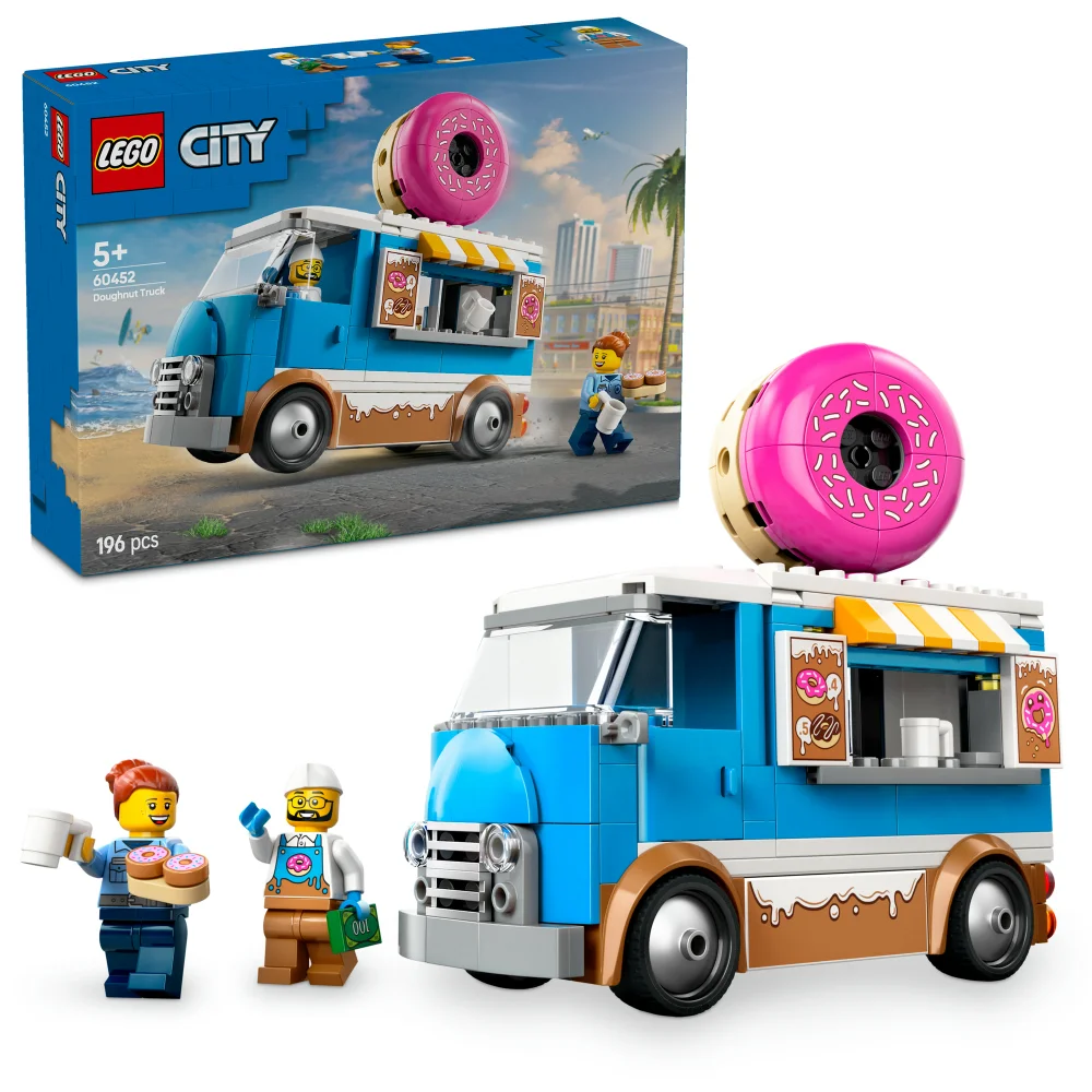 LEGO City Doughnut Truck Toy, Set with 2 Minifigures 60452 Image 1