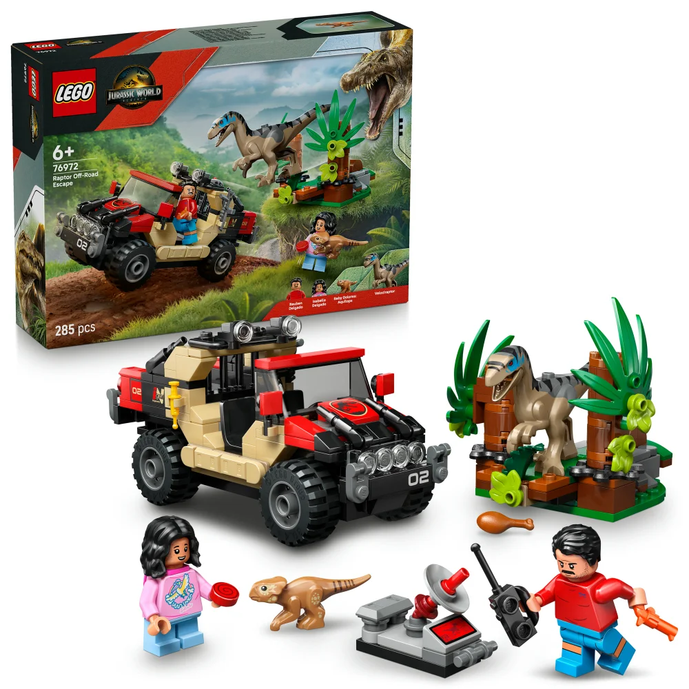 LEGO® Jurassic World Raptor Off-Road Escape Velociraptor Toy Dinosaur 76972 Image 1