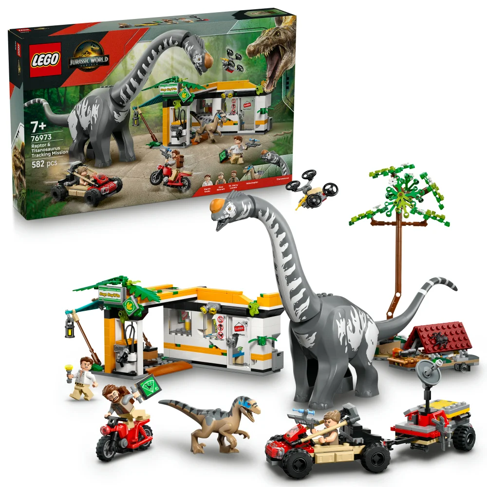 LEGO® Jurassic World Raptor & Titanosaurus Tracking Mission Dinosaur Toy 76973 Image 1