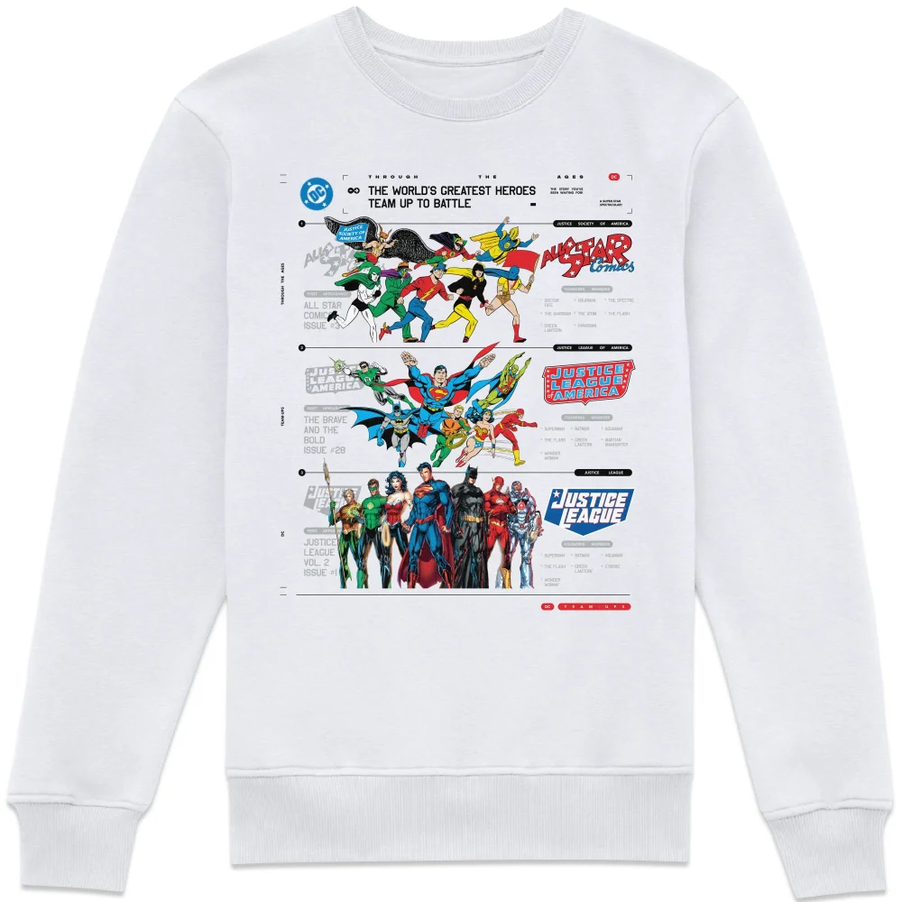DC Comics Justice League Through The Ages Sweatshirt - White - XS Image 1