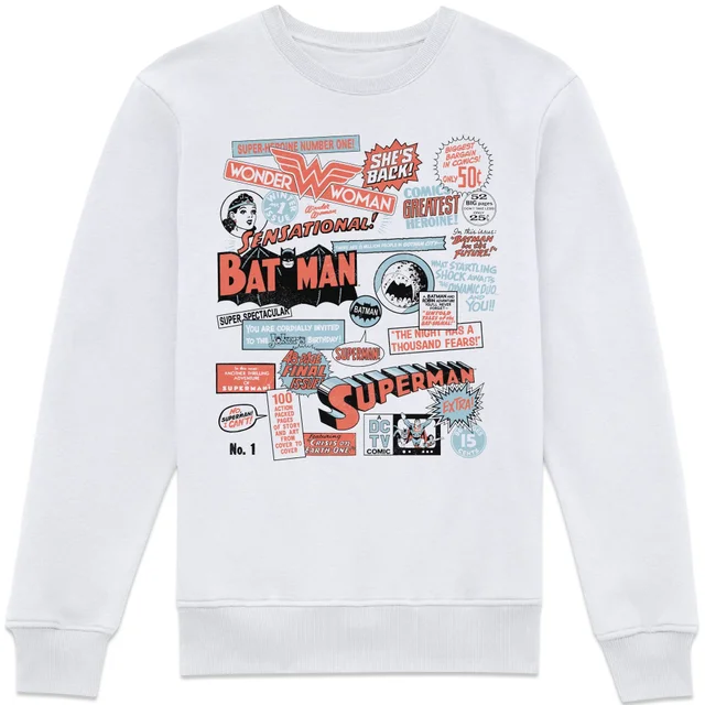 DC Comics Justice League Retro Sweatshirt - White
