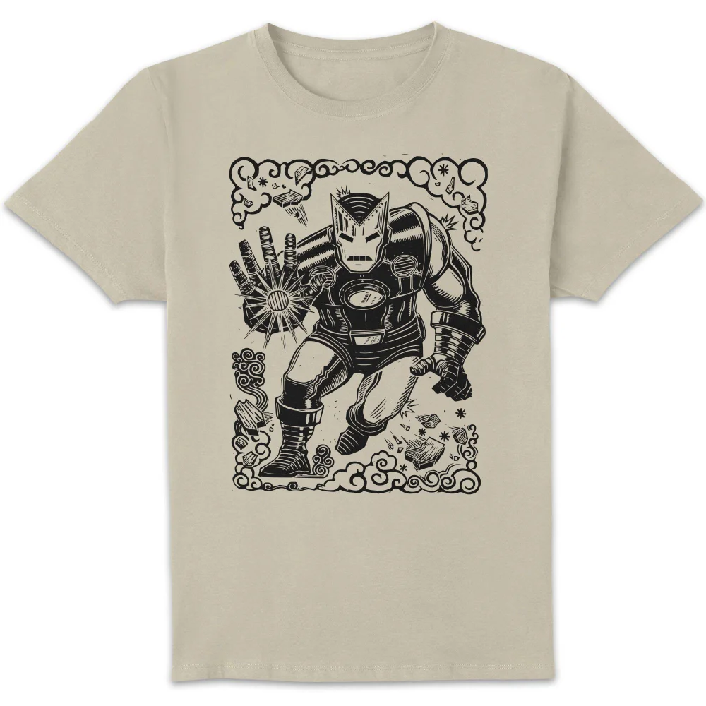 Marvel Ironman Line Art Unisex T-Shirt - Cream - M Image 1