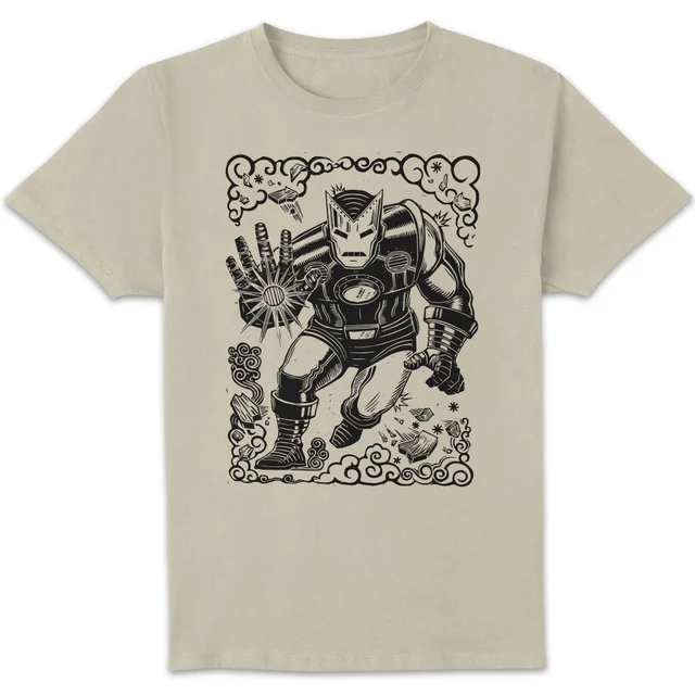 Marvel Ironman Line Art Unisex T-Shirt - Cream