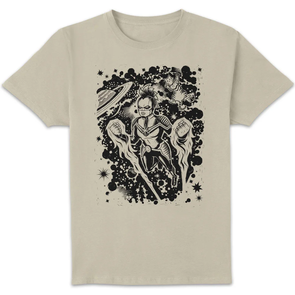 Marvel Captain Marvel Line Art Unisex T-Shirt - Cream - M Image 1
