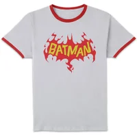 DC Comics Batman Flame Unisex Ringer T-Shirt - White/Red - undefined undefined