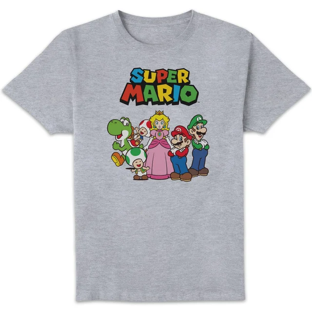 Nintendo Super Mario Vintage Group Unisex T-Shirt - Grey