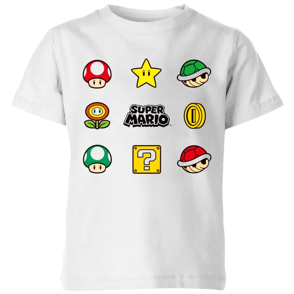 Nintendo Super Mario Items Kids' T-Shirt - White - 3-4 Years Image 1