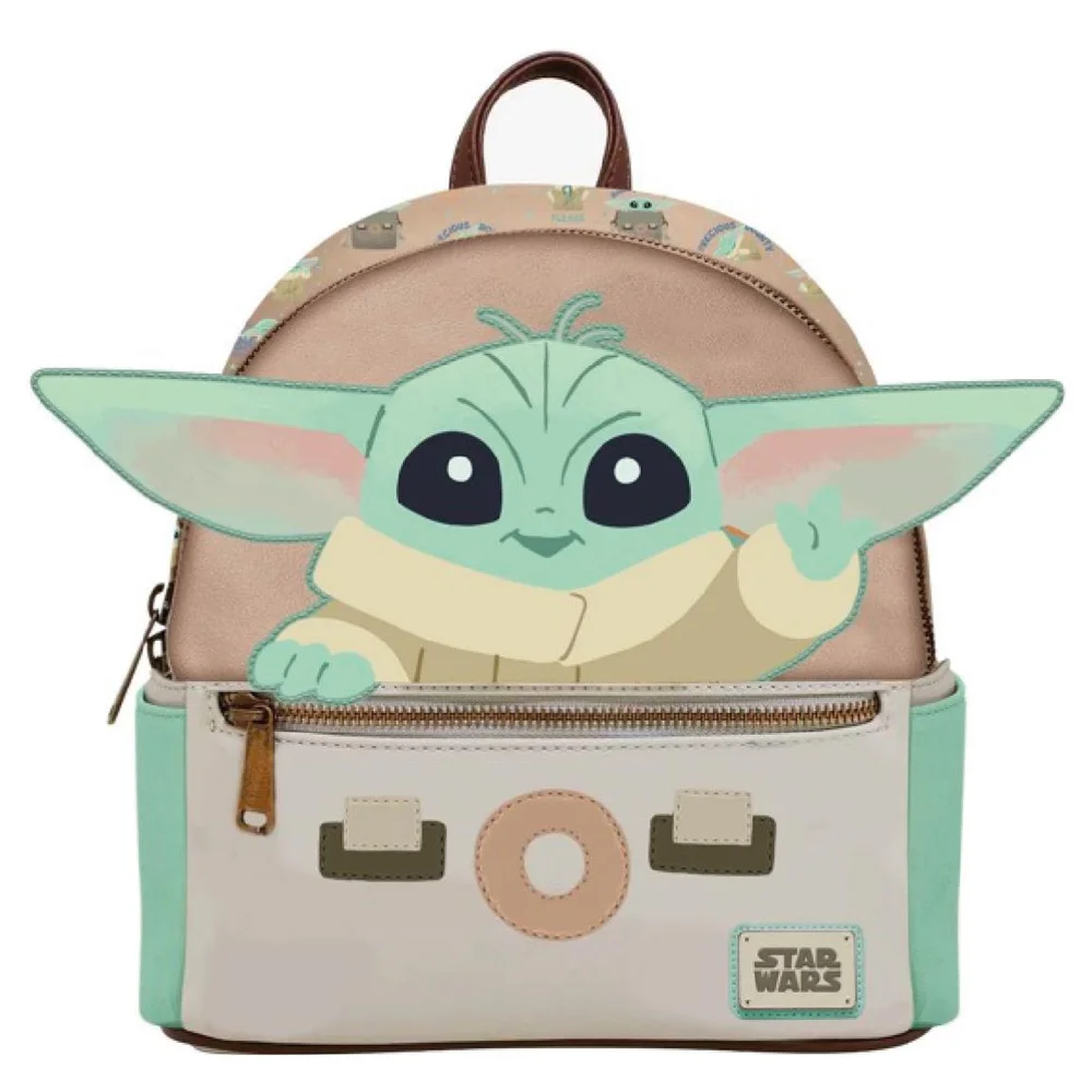 Star Wars The Mandalorian Grogu Faux Leather Casual Fashion Backpack Image 1