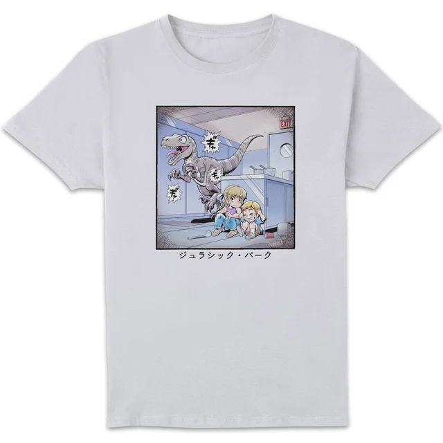 Jurassic Park Anime Raptor Scene Anime Unisex T-Shirt - White