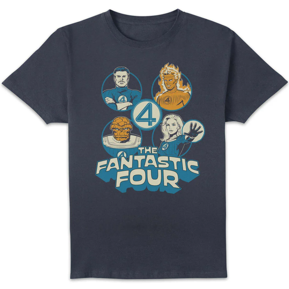 Marvel Fantastic Four Hero Badges Unisex T-Shirt - Navy - S Image 1