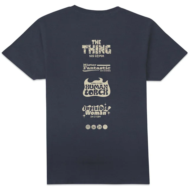 Marvel Fantastic Four Team Roster Unisex T-Shirt - Navy