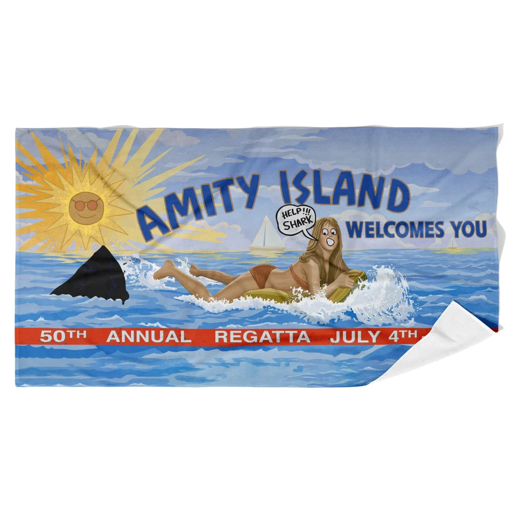 Jaws Amity Welcome Sign Beach Towel Image 1