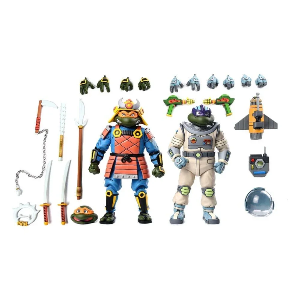 NECA Teenage Mutant Ninja Turtles (Cartoon) Action Figure 2 Pack Space Adventure & Samurai Turtles (18cm) Image 1