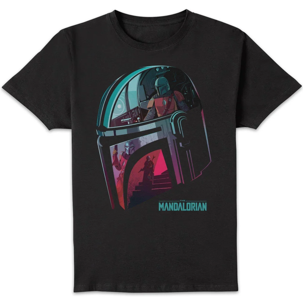 Star Wars The Mandalorian Helmet Reflection Unisex T-Shirt - Black - 5XL Image 1