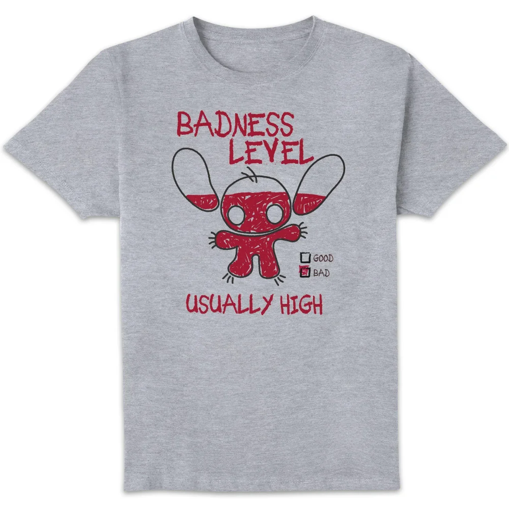 Disney Stitch Badness Level Unisex T-Shirt - Grey - 4XL Image 1
