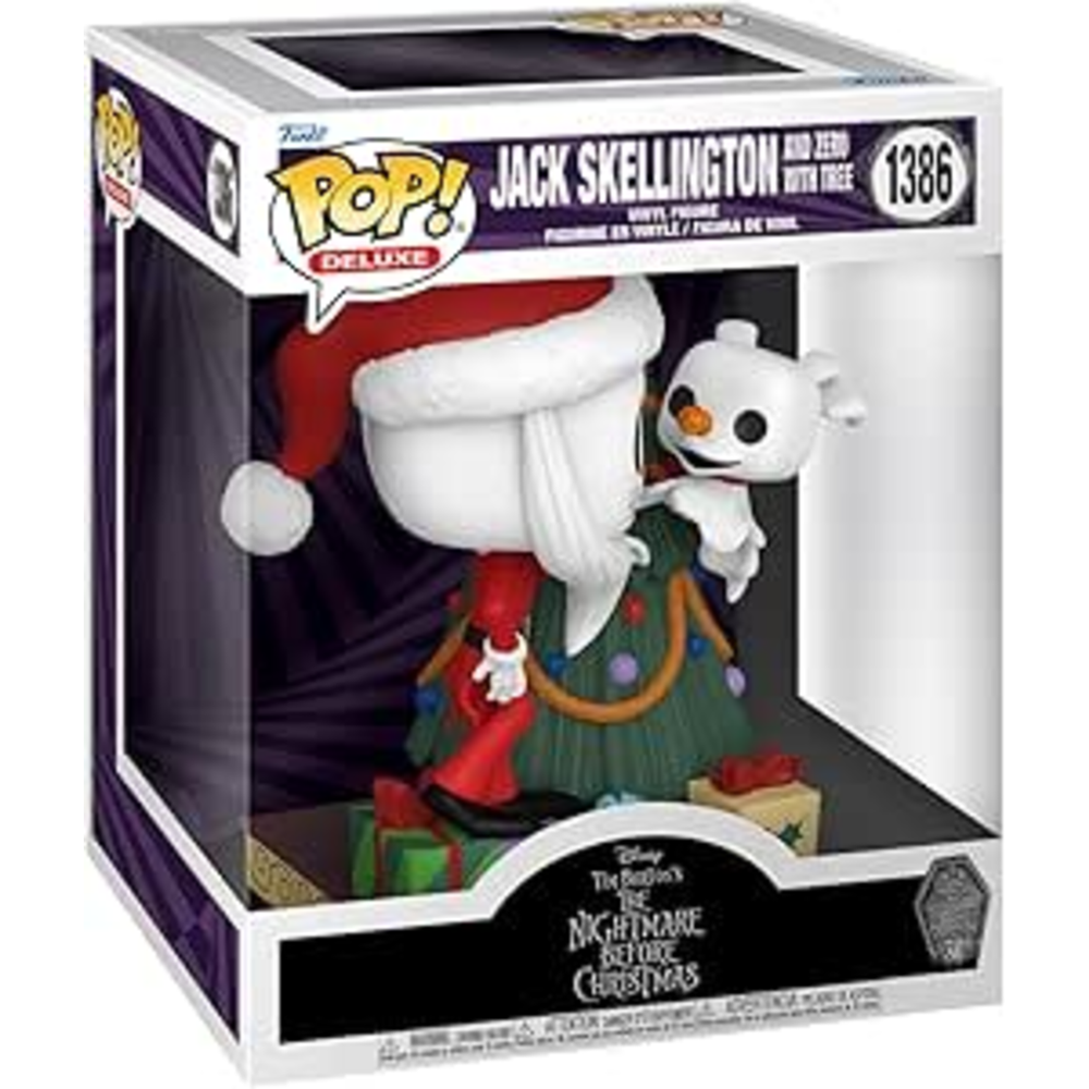 Disney The Nightmare Before Christmas Jack Skellington & Zero Funko Pop! Deluxe Vinyl Figure with Christmas Tree Image 1