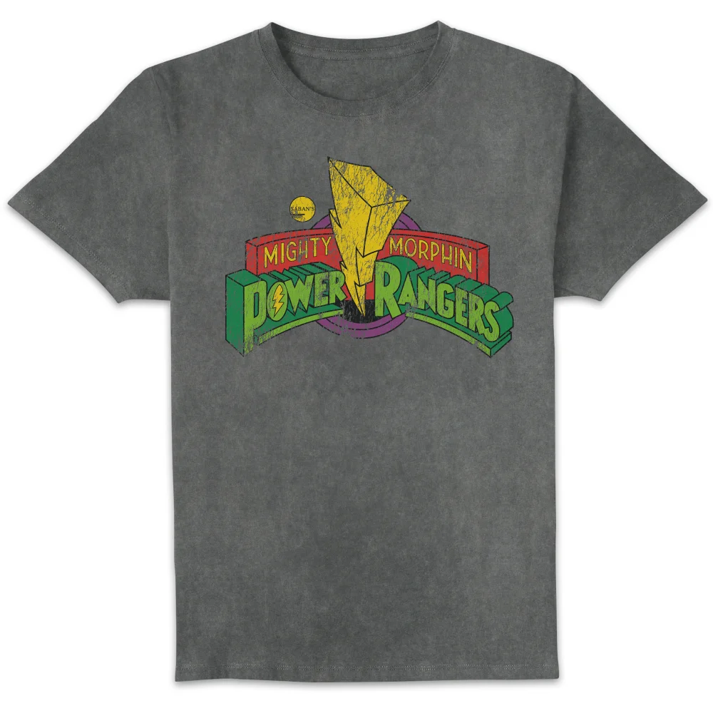 Power Rangers Retro Logo Unisex T-Shirt - Black Acid Wash - S Image 1