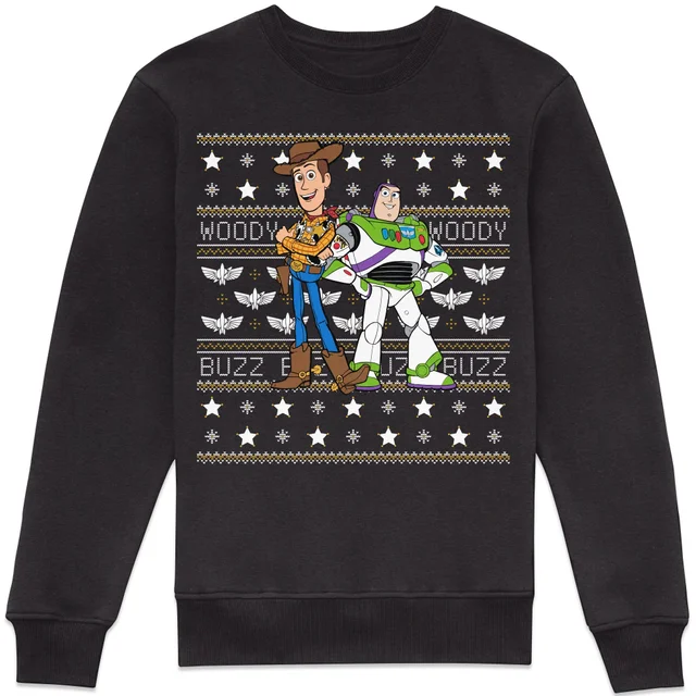 Disney Woody And Buzz Christmas Jumper Sweatshirt - Black