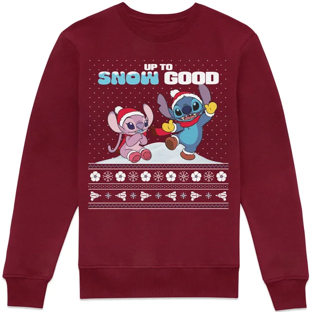 Disney Lilo & Stitch Christmas Jumper Sweatshirt - Burgundy