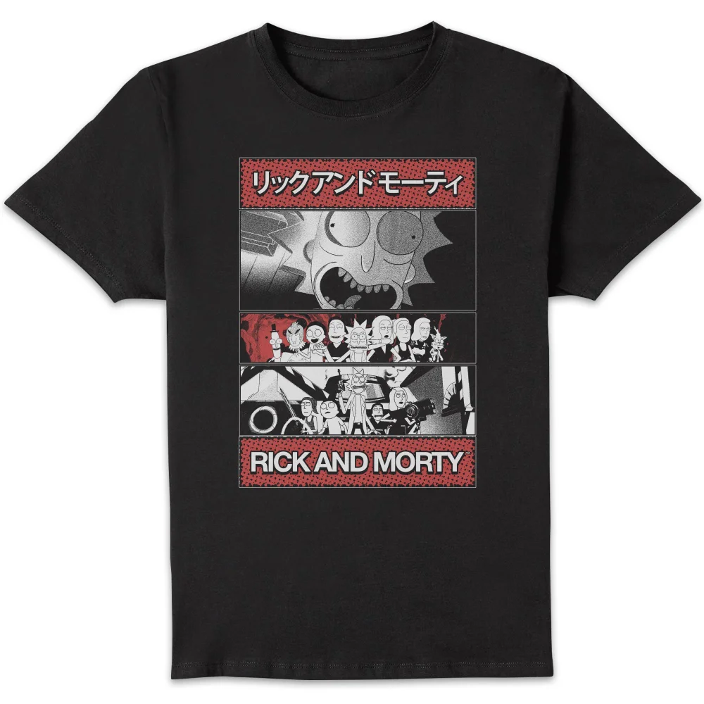Rick and Morty Comic Strip Team Unisex T-Shirt - Black - S Image 1