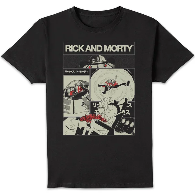 Rick and Morty Comic Strip Unisex T-Shirt - Black