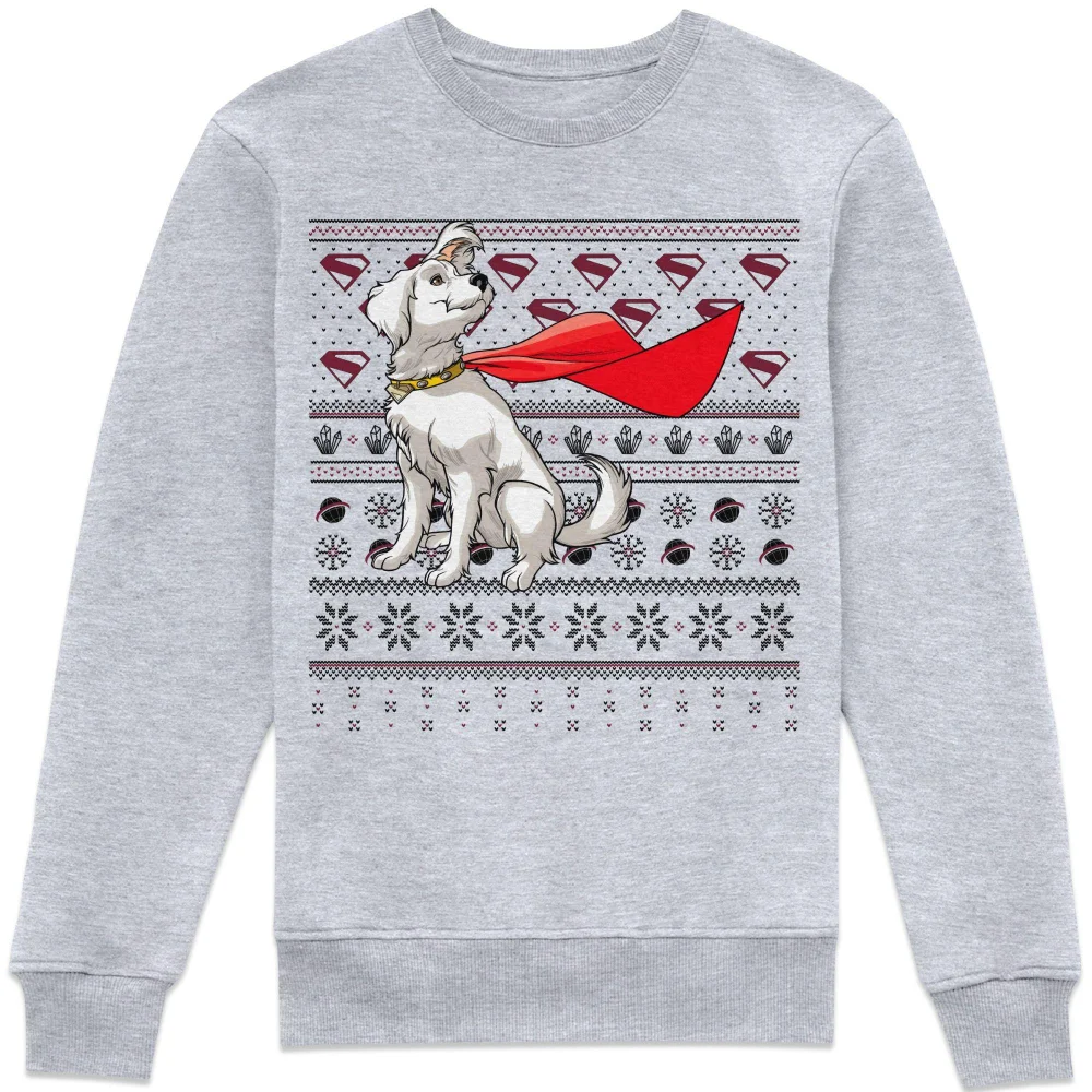 Superman Krypto Christmas Sweatshirt - Grey - XL Image 1