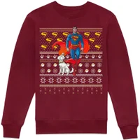 Superman And Krypto Christmas Sweatshirt - Burgundy