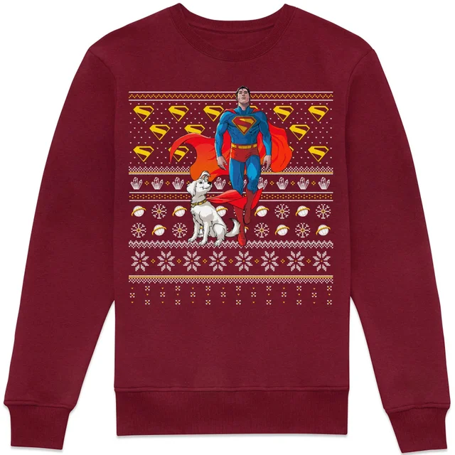 Superman And Krypto Christmas Sweatshirt - Burgundy