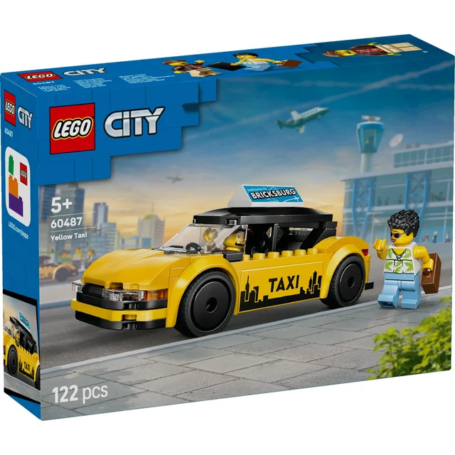 LEGO City Yellow Taxi Model Car Kit with 2 Minifigures 60487