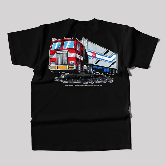 Transformers x THUMBS Optimus Prime Oil Spill T-Shirt Black
